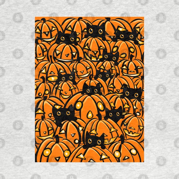 Black Cats and Jack O Lanterns by KilkennyCat Art